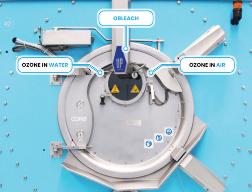 젠임 및 의류 가공에서 오존 백화 효율을 향상